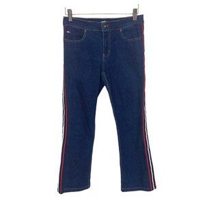 Vintage Y2K Tommy Hilfiger Side Stripe Blue Cropped Jeans Size 5